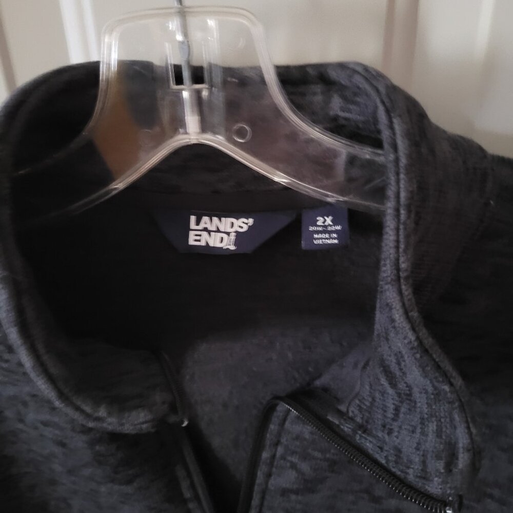 NWOT Lands End Dark Gray Pullover Fleece Top with Zip Neckline Ladies 2X - Picture 2 of 6